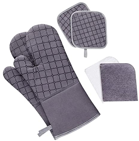 Anneome 1 Ofenhandschuhe, Grillhandschuhe, Backhandschuh, Backhandschuh, Grillhandschuh, Isolierung, Topflappen, Ofenhandschuhe, Mikrowellen-Handschuhe, bedruckter Handschuhhalter, Polyester-Baumwolle