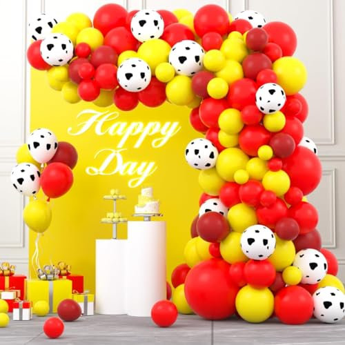 Rot Gelb Ballonbogen Kit - Kuh Luftballons Rot und Gelb Luftballons für Bauernhof Tiere Baby Dusche Geburtstag Dekorationen