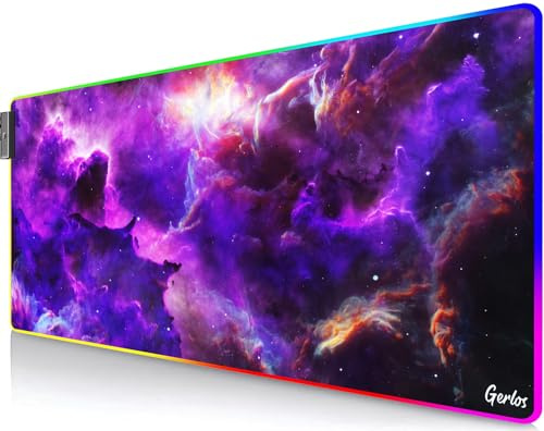 Gerlos RGB Gaming Mauspad Große LED Schreibtischunterlage für Gamer 80cm x