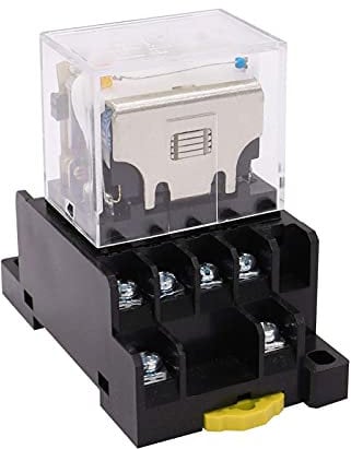 MURVE AC 110 V Spule 14 Pins 4PDT 4NO 4NC Steckbares elektromagnetisches Leistungsrelais 10 A mit Steckdose (Größe: AC 110 V)