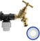 Outside Garden tap kit, 20mm mdpe wallplate/Elbow Backplate+ bib tap+PTFE Thread Seal Tape,Solid Brass Traditional TAP with Universal Garden Hose Connection