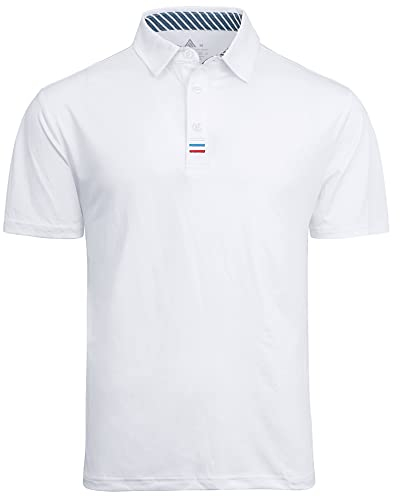 JACKETOWN Poloshirt Herren Kurzarm Einfarbig Golf Polo Shirts Knopfleiste Stickerei Streifen T-Shirt Herren Atmungsaktive Polohemd Sportlich Activewear Polo Tennis Schnelltrocknend Sommer XL