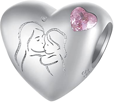Mutter und Tochter Charms für Pandora Armbänder, 925 Sterling Silber Herz Zirkonia Perlen Charms, Muttertag Geschenk Schmuck für Frauen Mädchen