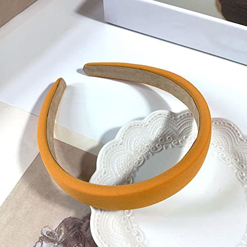 Serre-tête, bandeau en satin rétro simple à larges bords unis pour femme et fille, pour les rencontres, les voyages, le yoga, la réunion, orange
