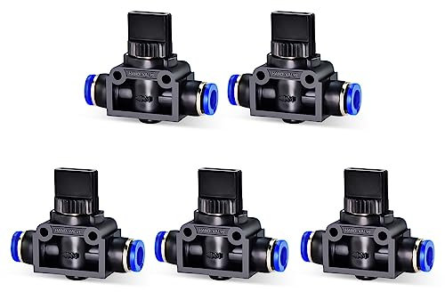 ERGAOBOY 5 Stück 8MM Schlauch OD Push to Connect Air Control Kugelhahn Pneumatische Ventilverschraubungen