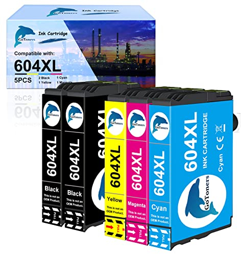 GoToners 604 XL Druckerpatronen Kompatibel für Epson 604 604XL Patronen für Expression Home XP-3200 XP-3205 XP-4200 XP-4205 XP-2200 XP-2205, Workforce WF-2910 WF-2930 WF-2935 WF-2950 (5er-Pack)