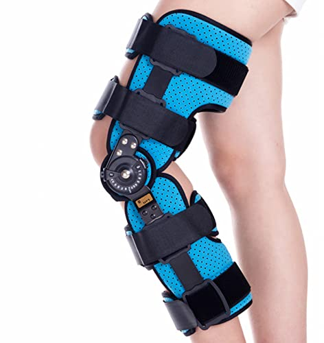 GOOBIX 0-120 ° Gelenkkniebandage - Verstellbarer Beinstabilisator - Kniebandage - Post-OP-Kniebandage für Arthritis/ACL/Meniskusriss/Sport,L