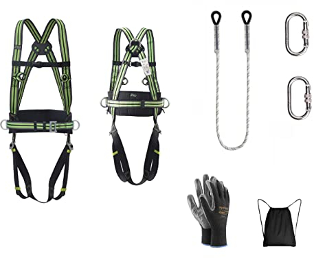 Generisch Auffanggurt inkl. Halteseil 1,5m, 2 Karabiner, Baumpflege, Absturzsicherung, Fallschutz