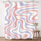 LIGHTINHOME Duschvorhang, modern, abstrakt, groovig, ästhetisch, niedlich, 70er-Jahre-Retro-Spiralwirbel, bunt, Stoff, wasserdicht, mit Haken, Pastellrosa/Violett, 152 x 183 cm