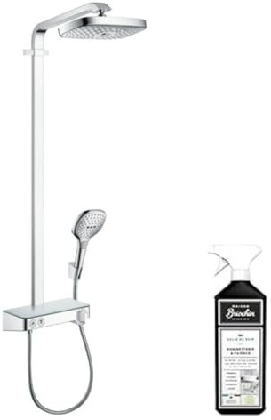 Colonne de douche HANSGROHE Raindance Select E EcoSmart chromée + nettoyant Briochin