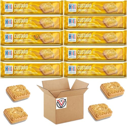 10 x Hill Biscuits Custard Flavoured Cream Sandwich Biscuits 150g