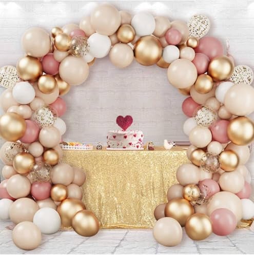 Rosa Gold Luftballons Girlande, 102Stk Aprikose Rosa Nude Weiß balloon Girlande Set mit Gold Konfetti Ballons für Mädchen Frau Geburtstag Party Dekoration, Verlobung, Babyparty, Brautparty, Hochzeit