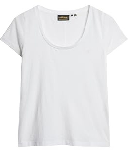 Superdry Damen Studios T-Shirt mit tiefem Ausschnitt Optik 36