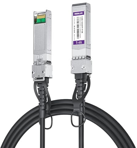REDLUX SFP+ DAC Cable 1-Meter, 10Gb SFP Passive Direct Attach Copper Twinax Cable Compatible for Cisco SFP-H10GB-CU1M, Ubiquiti, D-Link, Supermicro, Netgear, Mikrotik, ZTE