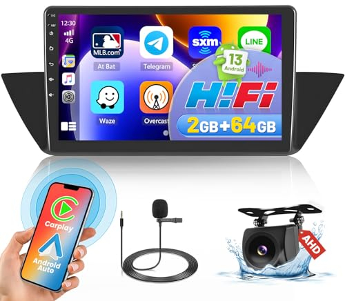 HiFi+64G Autoradio Android für BMW X1 E84 2009-2016 mit Wireless Carplay Android Auto, 10.1 Zoll Bildschirm Autoradio mit Navi HiFi Bluetooth FM/RDS SWC Rückfahrkam