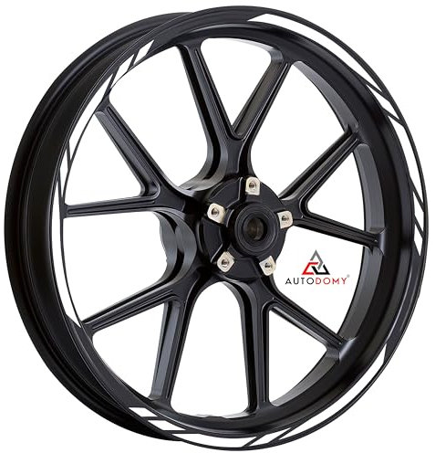 Autodomy Set di Strisce Cerchi Moto per 2 Ruote da 15 a 19 Pollici | Adesivi Ruote Moto | Adesivi Cerchi Moto Resiste a Pioggia e Sole | Design Racing (Bianco)