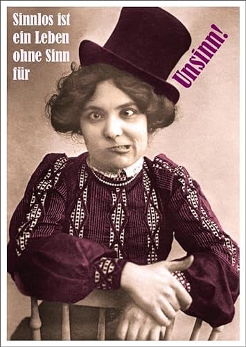 Gutsch Verlag Lustige Vintage Postkarte mit Spruch 'Sinnlos ist ein Leben ohne Sinn für Unsinn' – Retro Humor, Scherzartikel, Geschenkidee, Spaß & Nostalgie