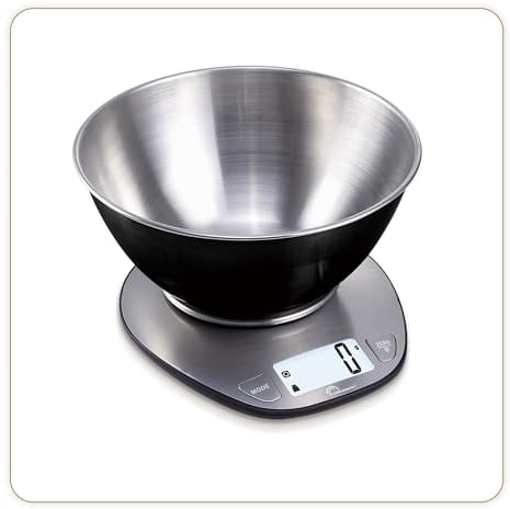 LITTLE BALANCE 8724 XB5 Inox, Balance de cuisine électronique, Bol à mélanger Inox 1,8 litres, 5 kg, Inox/Noir