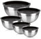 LOLYSIC Mixing Bowls Set of 5, Stainless Steel Nesting Salad Bowls with Airtight Lids, Metal Mixing Bowls for Meal Preparing Serving Food Storage, 0.7/1.2/1.6/1.8/2.1QT, Black