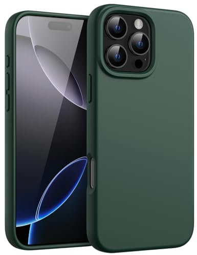 JETech Liquid Silicone Case for iPhone 16 Pro 6.3-Inch, Silky Soft Touch Full-Body Protective Phone Case, Anti-Scratch Shockproof Cover with Microfiber Lining (Midnight Green)