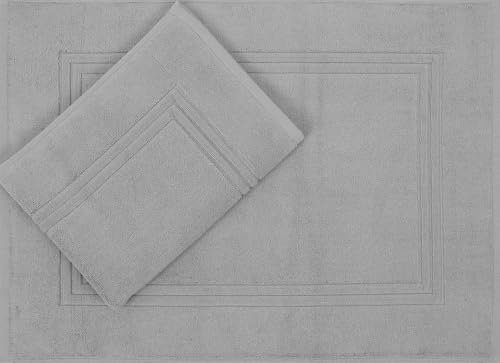 Betz 2 Stück Luxus Badvorleger Badematte Duschvorlage Gold Größe 60x100 cm Qualität 950g/m² 100% Baumwolle Farbe Silber-grau