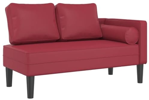 vidaXL Chaiselongue mit Kissen Weinrot Kunstleder