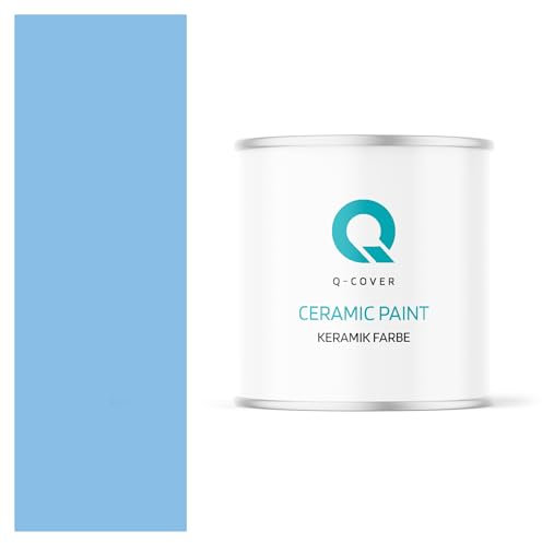 Q-COVER Keramik Farbe 2L (ca.14m²) Taubenblau Wandfarbe Innenfarbe Abwaschbar Klasse 1 Mattfarbe Deckenfarbe Scheuerfest Küche Bad Treppen Ceramic Hohe Deckkfraft