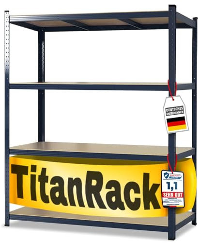 KARAT Schwerlastregal XXL, grau 177 x 160 x 60 cm, Lagerregal für Garage, Keller und Werkstatt - Steckregal, Weitspannregal, Kellerregal, Werkstattregal (TitanRack Big)