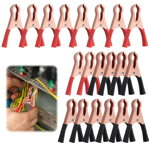 HJJMN 20Pezzi Rosse Nere Pinze a Coccodrillo, 50A Morsetti Caricabatteria Isolate, Clip di Batteria di Auto con Guaina Isolante per Cavo di Avviamento Progetti Tester di Tensione