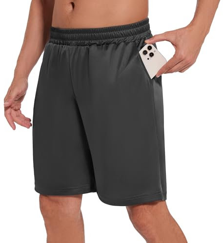 AMIYOYO Sporthose Herren Kurz Hosen Sommer Shorts Schnelltrocknend Leicht Sport Trainingshose Laufhose Gym Jogginghose Mit Taschen(M,Dunkelgrau