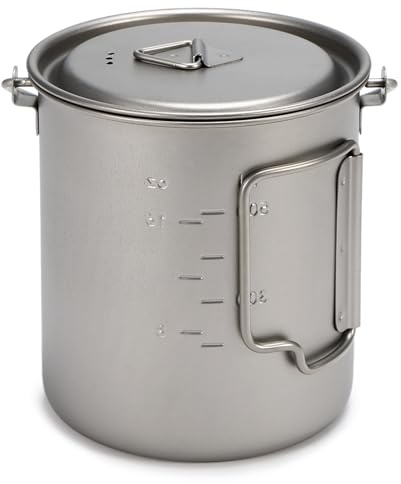 ACOGEDO Tasse en titane, tasse de camping 400 ml, thé, café, eau, batterie de cuisine de camping, tasse en titane avec couvercle pour randonnée en plein air, pique-nique (750 ml)