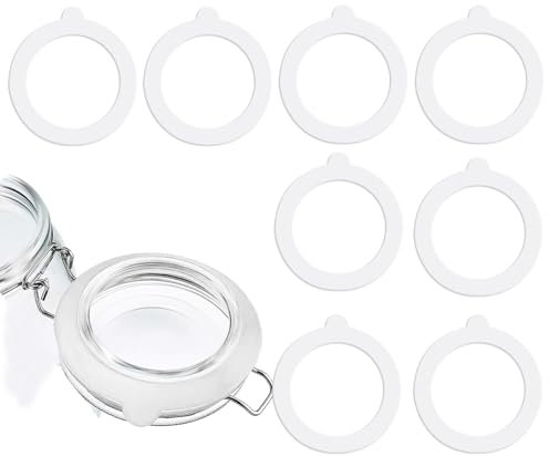 8 PCS Replacement Rubber Seals for Jars, White Rubber Gasket Sealer, Silicone Gasket Jar Seals, Silicone Jar Lids for Storage Glass Sealed Canning Jars