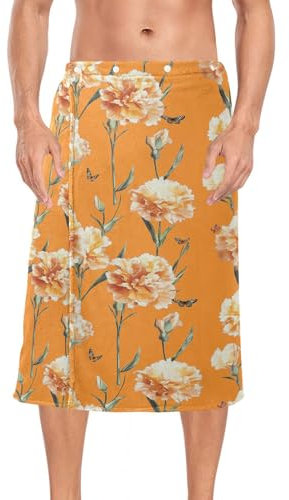 Vintage Carnations Orange Herren Body Shower Wrap Mikrofaser Tuch Badetuch Wickeltuch 152,4 x 71,1 cm Taille Handtuch Sauna Badezimmer Essentials