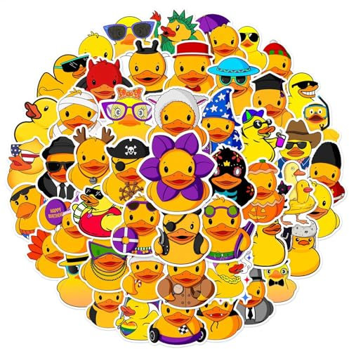 Gelbe Entenbecher-Aufkleber – Laptop-Aufkleber mit Enten-Motiv, Cartoon-Enten-Aufkleber für Koffer | Gelbe Ente Wasserfeste Aufkleber-Set, kreative Designs, niedliche wasserfeste gelbe Ente-Aufkleber