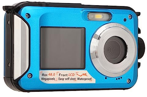 SENECESLI Unterwasserkamera, Wasserdicht, 10FT Full HD, 2,7 K, 48 MP, Digitalkamera mit 16 fachem Digitalzoom, Dual Screen Selfie Unterwasserkamera Zum Schnorcheln, 650 MAh Akku, 2,7 Zoll