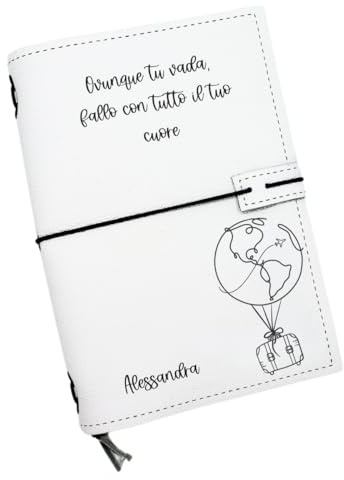 Diario di viaggio Personalizzabile: Taccuino in pelle A5 con 3 quaderni, 21x15cm. Ideale come Taccuino per appunti e disegni, stile Midori. Idea regalo per amici, maestre, mamma, nonni, colleghi