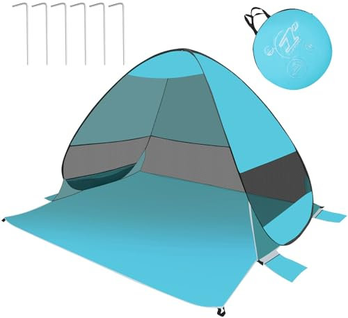 Strandmuschel Pop Up,3-4 Personen Strandzelt Tragbar Beach Zelt,UPF 50+ uv Schutz,Automatisch Pop-up Strand Zelt mit Aufbewahrungstasche,Wasserdichtes Sonnenzelt für Strand Garten Picknick (Grün)