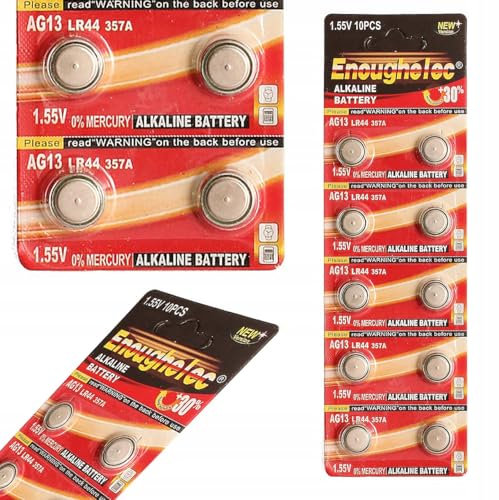 Alkaline Batterien LR44 / AG13 – 1,5V | 10er Set | V13GA A76 L1154 RW82 | Für Waagen, Fernbedienungen, Taschenrechner