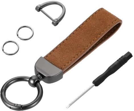 Cobee Echtes Leder Auto Schlüsselanhänger, Universal Leder Schlüsselanhänger Halter Schlüssel Organizer mit Anti Lost D Ring (2 Schlüsselanhängers und 1 Schraubendreher) Braun