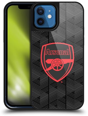 Head Case Designs Offizielle Arsenal FC Schwarz Wappen und Gunners Logo Gel Armour Hülle [Militärischer Schutzgrad] kompatibel mit Apple iPhone 12 / iPhone 12 Pro