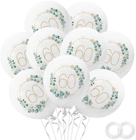 Luftballons 60.Geburtstag Deko Mann Frau, 30 Stück 60. Geburtstagluftballons Weiß, Partydeko zum 60.Geburtstag Ballons, Happy 60th Birthday Geburtstagsballon für Deko 60 Mann Frau