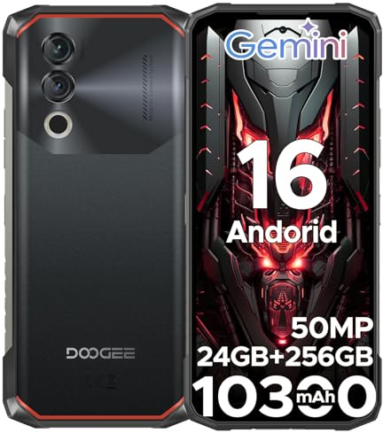 DOOGEE Blade 10 Power Android 16 Telefono Movil Resistente, 10300mAh 24GB+256GB/2TB Móvil Rugerizado, 6.6'' Smartphone NFC, Cámara 50MP/Face ID/Huella/Widevine L1/3 Ranura Tarjetas/Dual 4G/GPS/Huella