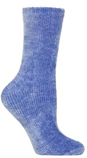Elle Women’s Gift Boxed Socks - Cosy, Soft & Silky Chenille Lounge Socks, Plain, Gift Idea, Present for Christmas 1 Pair Size 4-8 (UK, Numeric, 4, 8, Regular, Regular, Powder Blue)