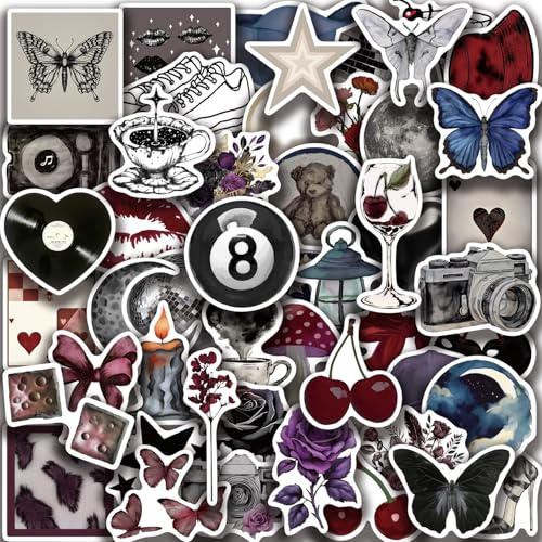 50PCS Dark Aesthetic Stickers Pack–Cool Trendy Y2K Stickers for Laptops Water Bottles, Scrapbooks Skateboard Guitars, Waterproof Vinyl Stickers Fun Gift Idea for Girls, Teens and Adults