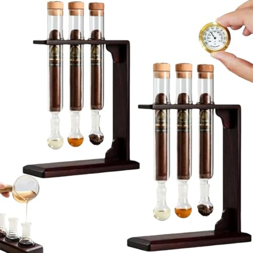 Cigar Flavor Injector Humidifier, Cigar Infuser Plastic Tube Kit Humidor with Caps Hygrometer, Handmade DIY Cigars Aromatherapy Base Display for Men Cigars Lovers