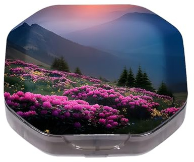 This Portable Pink Rhododendron Sunsetpattern Compartmentalized Pillbox Can Be Placed in A Pocket Or Wallet to Store Vitamins, Medicines/Fish Oil/Health Supplements/Other Medications.