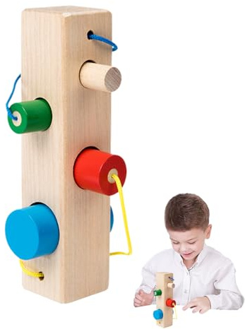 Wisylizv Kids Lacing Toy | Wooden Cylinder Match Puzzle | Educational Learning Matching Toy, Interactive Matching Activity Puzzles for Fine Motor Skills