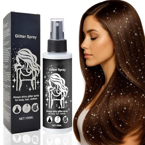 LAKVIL Spray glitter argento per capelli e corpo, lacca brillantini per capelli, spray glitter per il corpo con nebbia ultrafine, accessori per festival ad asciugatura rapida Halloween