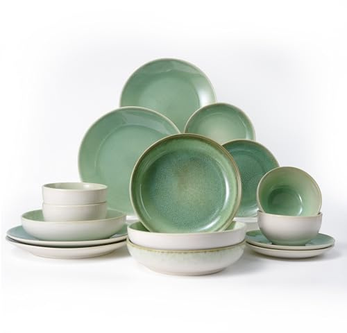 Jiwoo Geschirrset 16 tlg Tafelservice für 4 Personen aus Bone China