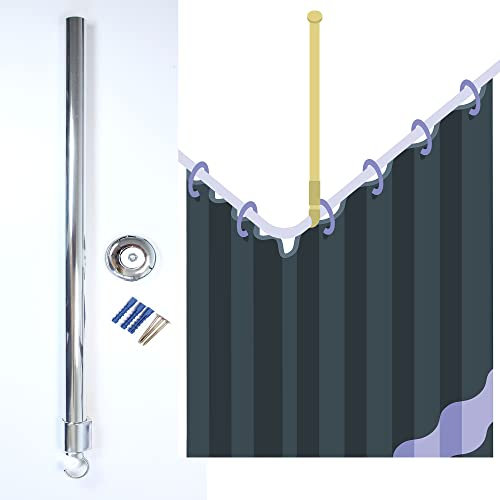 Chrome Ceiling Mount/Bracket for Corner, L-Shape or U-Shape Shower Curtain Rail/Rod, 55cm - Can be cut down to size